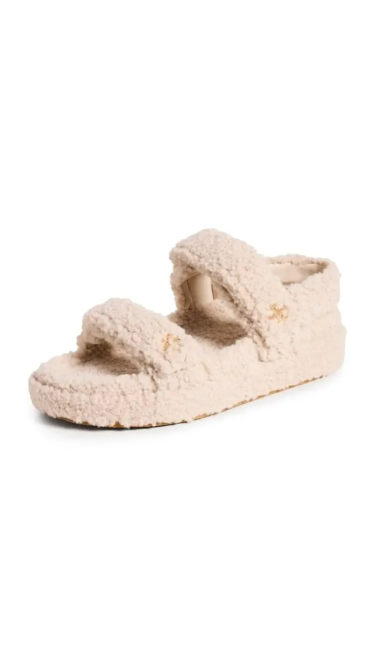 TORY BURCH WOMEN'S KIRA SHERPA SPORT SANDALS, TAUPE, 11 MEDIUM US